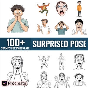 100+ Surprised Pose Procreate Stamps, Brushes for Procreate, Instant Digital Download