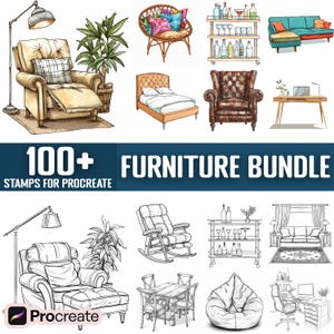 100+ Furniture Procreate Stamps, Brushes for Procreate, Instant Digital Download