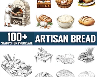 100+ Artisan Bread Procreate Stamps, Brushes for Procreate, Instant Digital Download