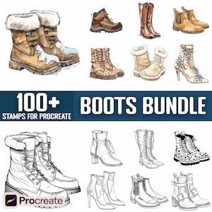 100+ Boots Procreate Stamps, Brushes for Procreate, Instant Digital Download