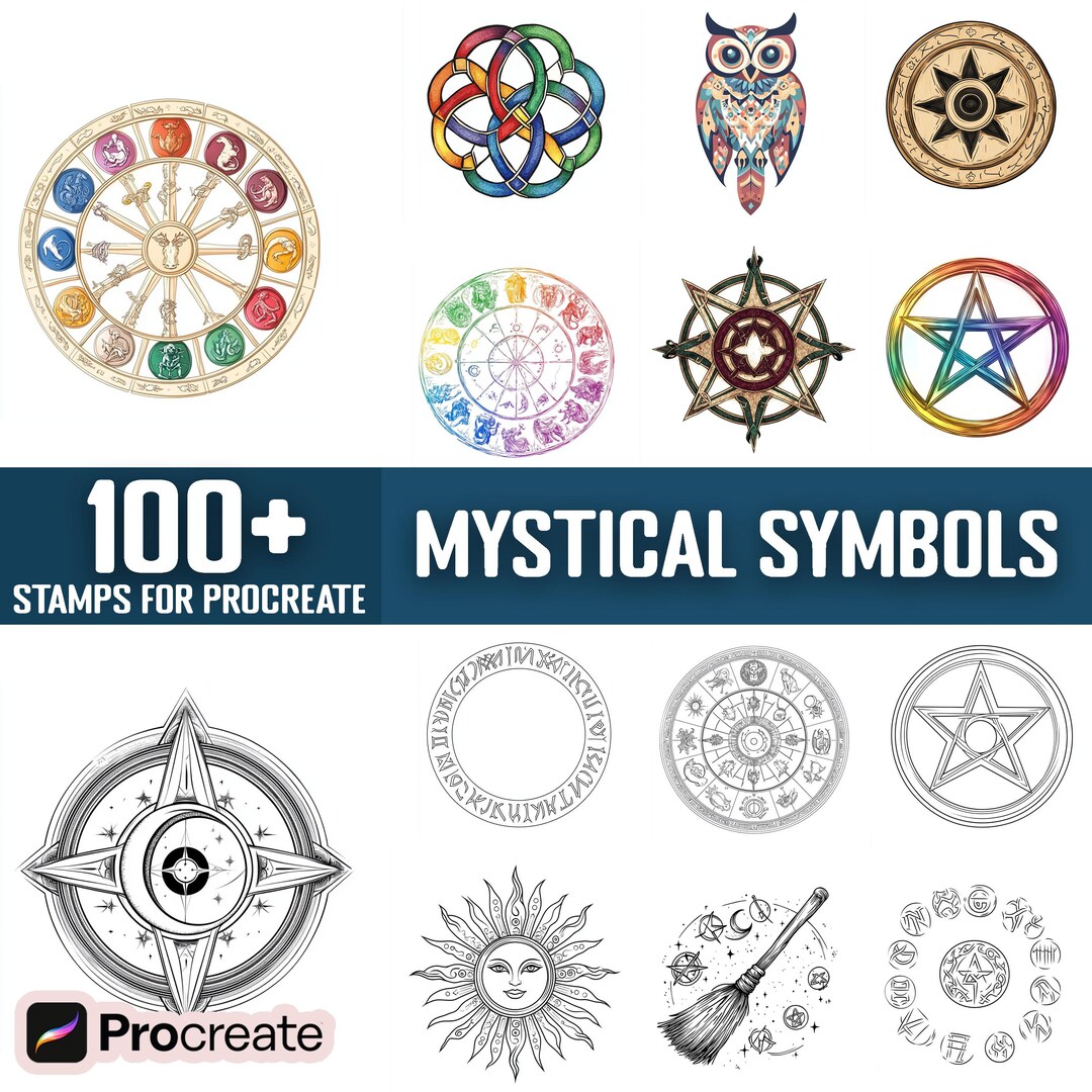100+ Mystical Symbols Procreate Stamps, Brushes for Procreate, Instant ...