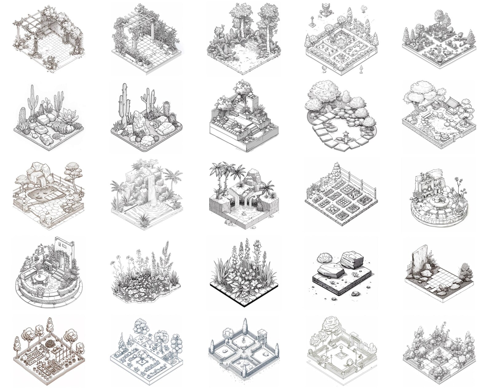 100+ Isometric Gardens Procreate Stamps, Brushes for Procreate, Instant ...