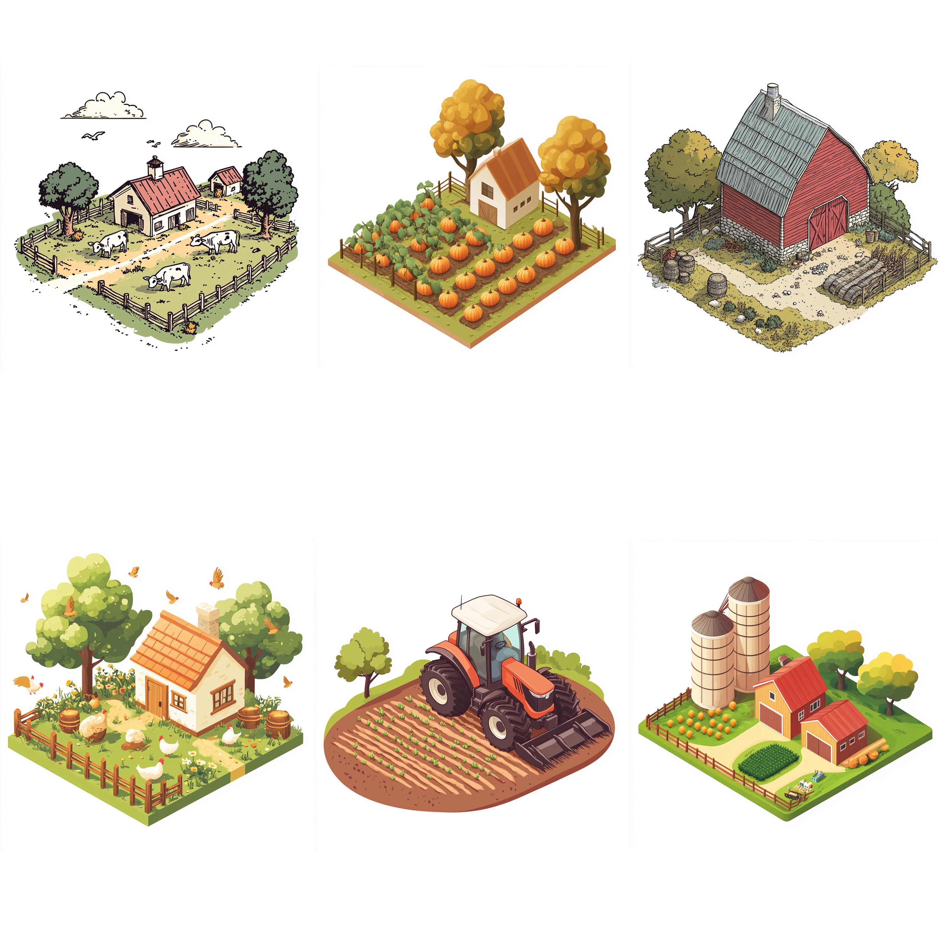 100+ Isometric Farm Procreate Stamps, Brushes for Procreate, Instant ...