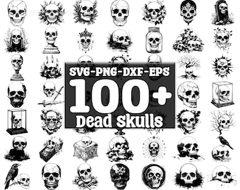 Dead Skulls SVG Bundle, Set of 100, Instant Digital Download, png, svg, eps, dxf