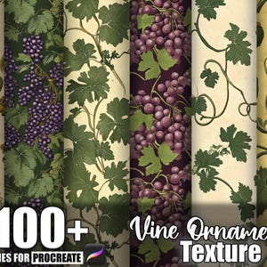 100+ Vine Ornaments Procreate Textures, Brushes for Procreate, Instant Digital Download