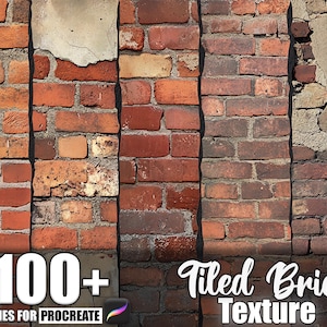 100+ Tiled Brick Procreate Textures, Brushes for Procreate, Instant Digital Download