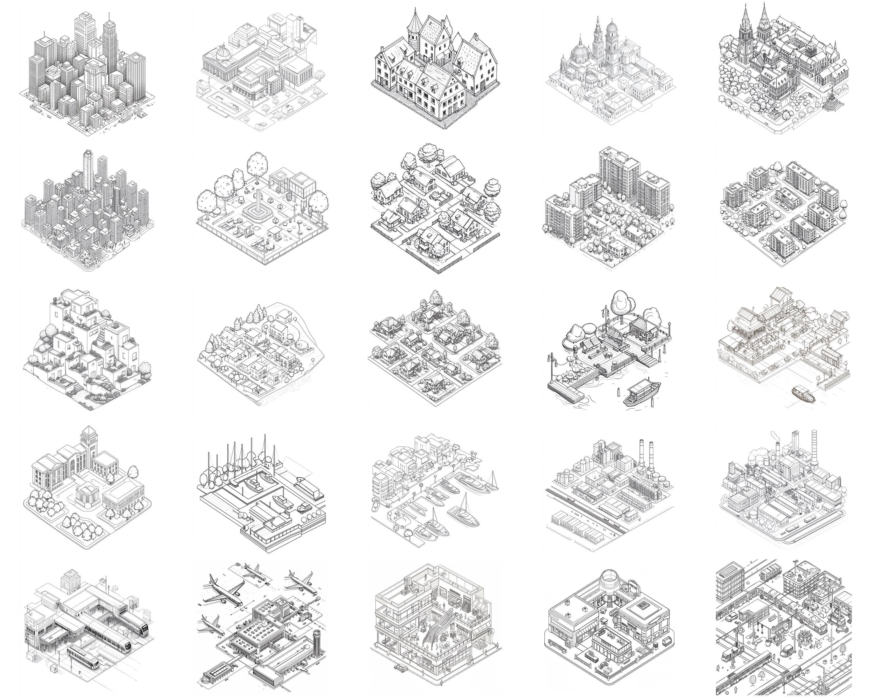 100+ Isometric Cityscape Procreate Stamps, Brushes for Procreate ...