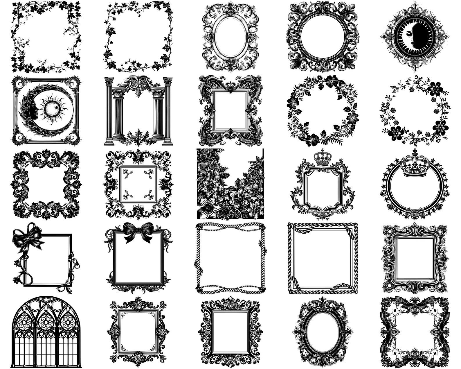 Timeless Renaissance Frames SVG Bundle, Set of 100, Instant Digital ...