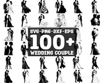 Pacchetto SVG per coppie di sposi, set da 100, download digitale istantaneo, png, svg, eps, dxf