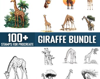 100+ Giraffe Procreate Stamps, Brushes for Procreate, Instant Digital Download