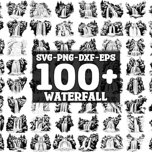 Waterval SVG-bundel, set van 100, instant digitale download, png, svg, eps, dxf