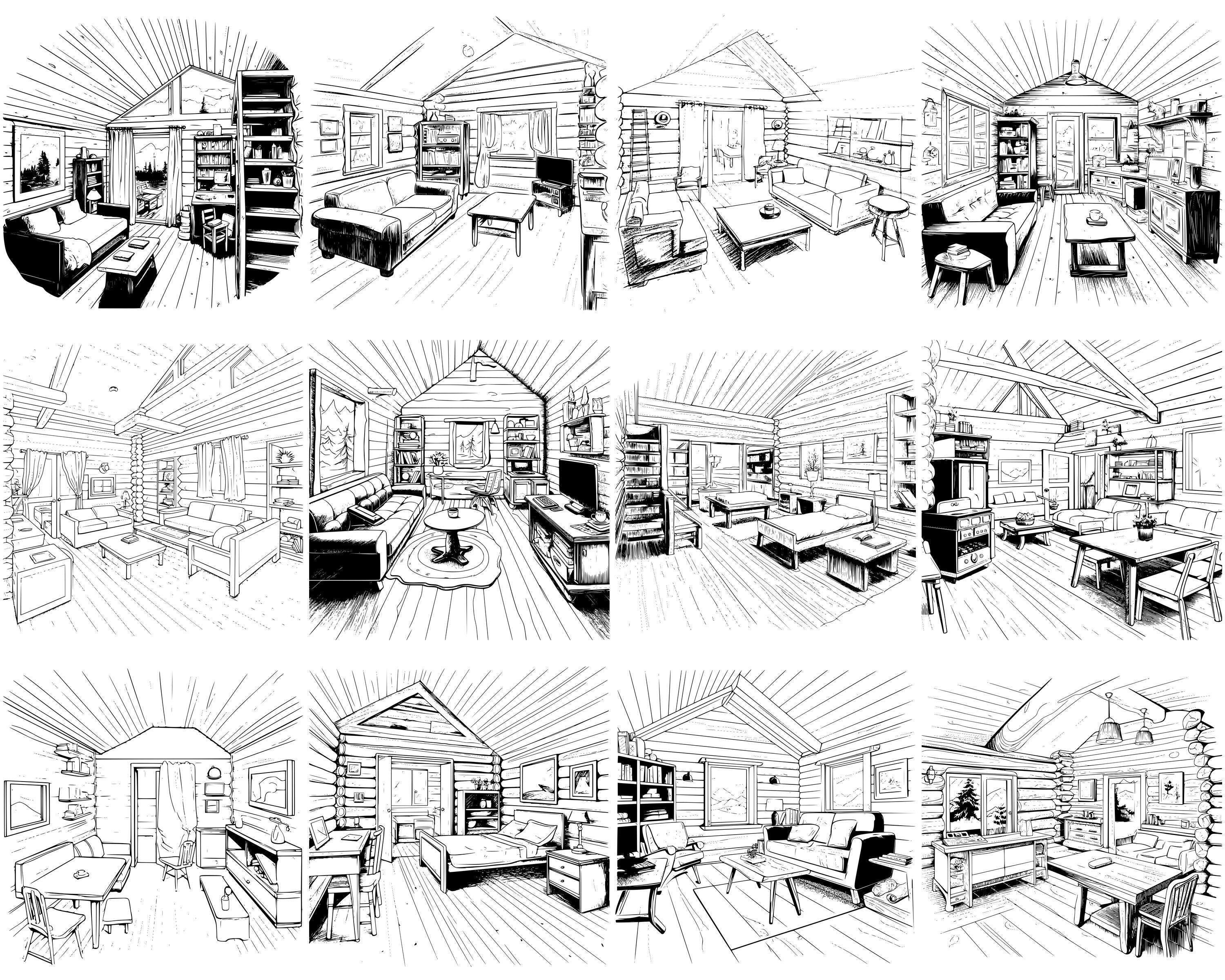 Cozy Cabin Interior SVG Bundle, Set of 100, Instant Digital Download ...