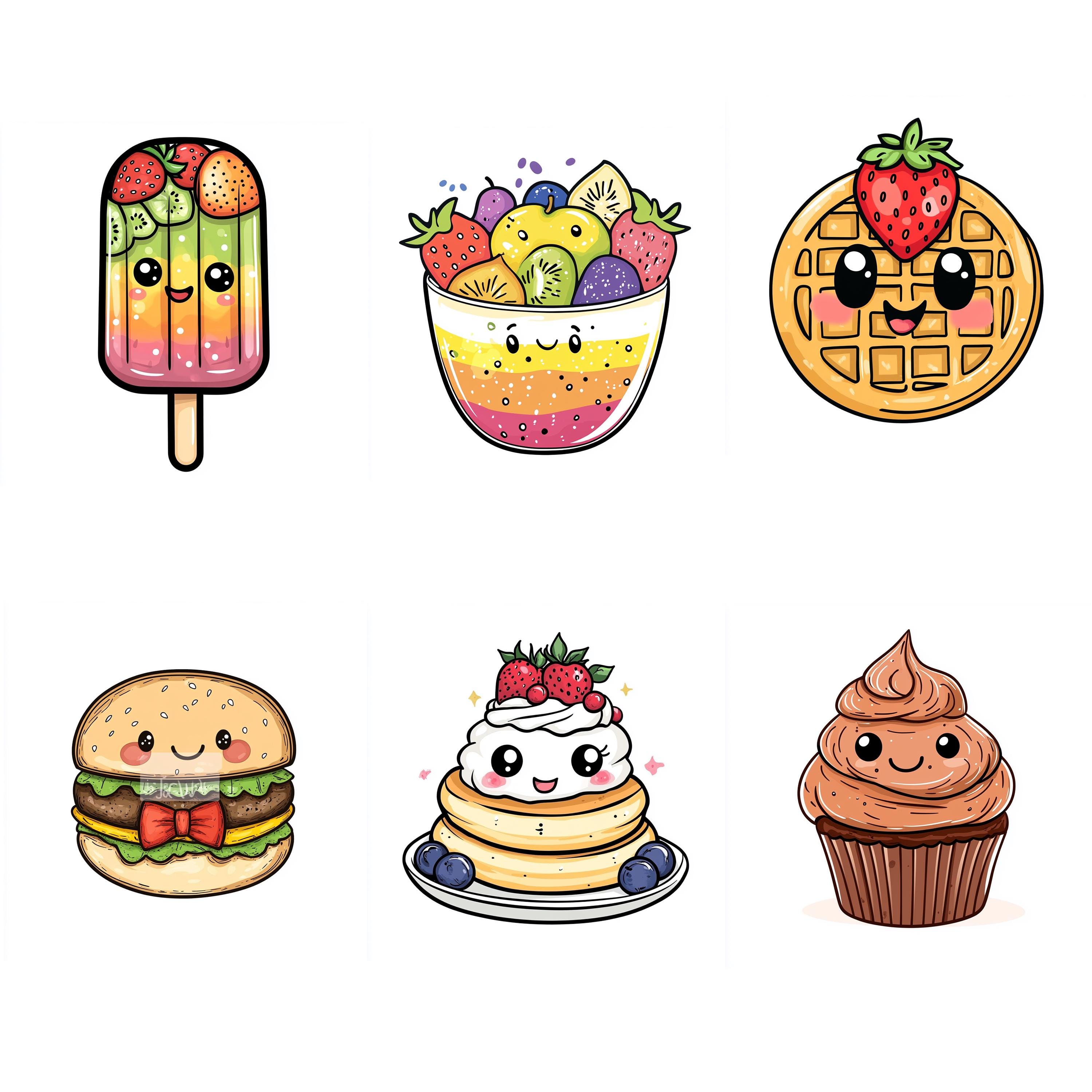 100+ Kawaii Food Items Procreate Stamps, Brushes for Procreate, Instant ...