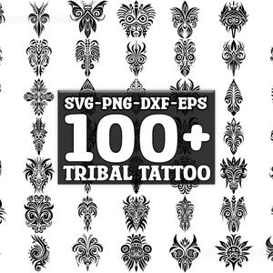 Tribal Tattoo SVG Bundle, Set of 100, Instant Digital Download, png, svg, eps, dxf