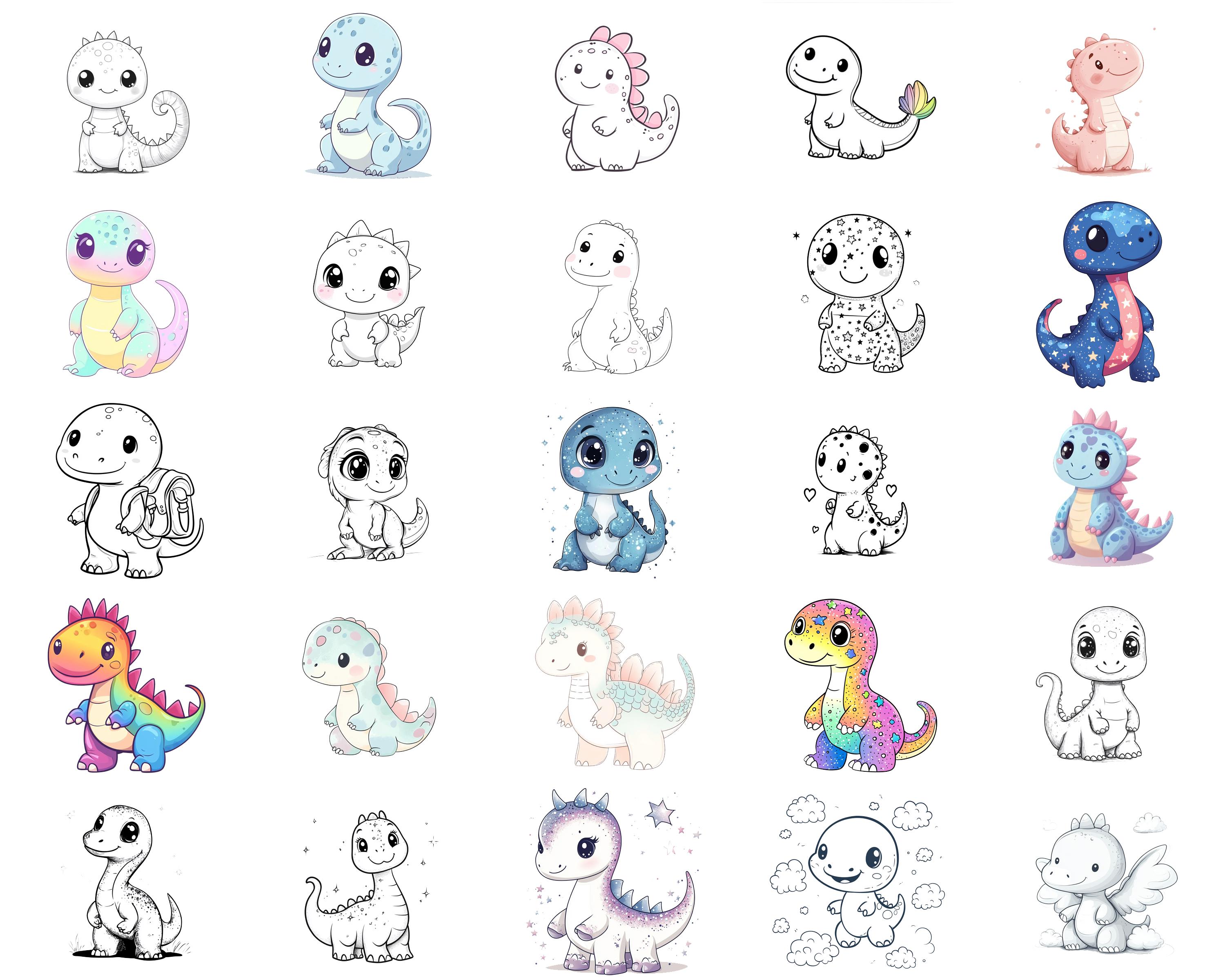 100+ Kawaii Dinosaur Procreate Stamps, Brushes for Procreate, Instant ...