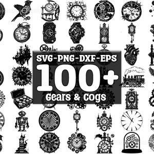 Zestaw SVG Gears & Cogs, zestaw 100, natychmiastowe pobieranie cyfrowe, png, svg, eps, dxf