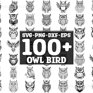 Owl Bird SVG Bundle, Set of 100, Instant Digital Download, png, svg, eps, dxf