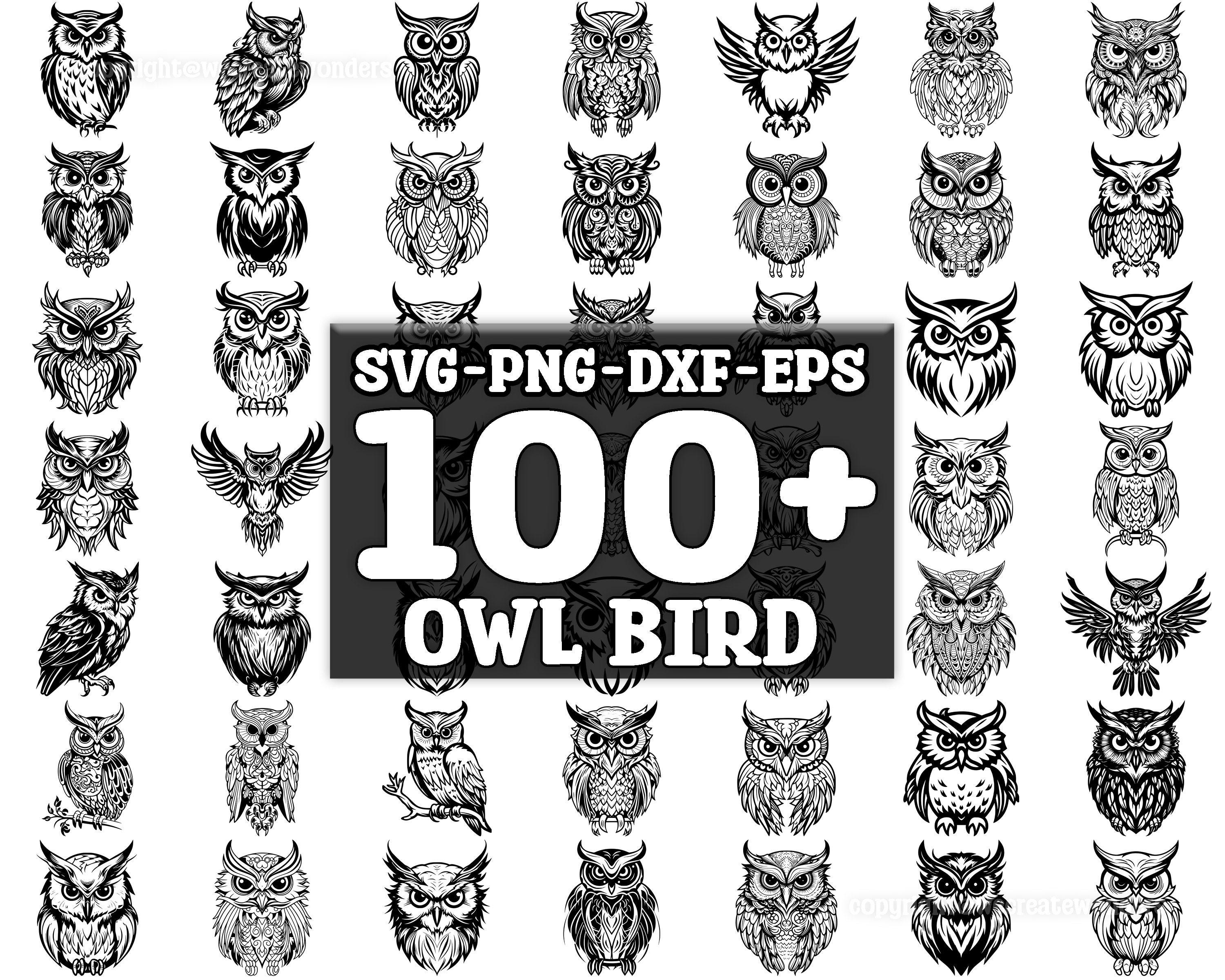 Owl Bird SVG Bundle, Set of 100, Instant Digital Download, png, svg, eps, dxf