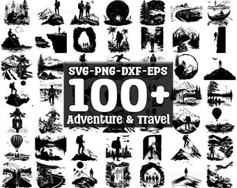 Adventure & Travel SVG Bundle, Set of 100, Instant Digital Download, png, svg, eps, dxf