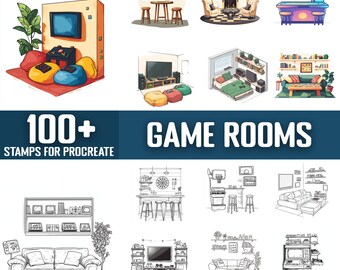 100+ Game Room Procreate Stamps, Brushes for Procreate, Instant Digital Download