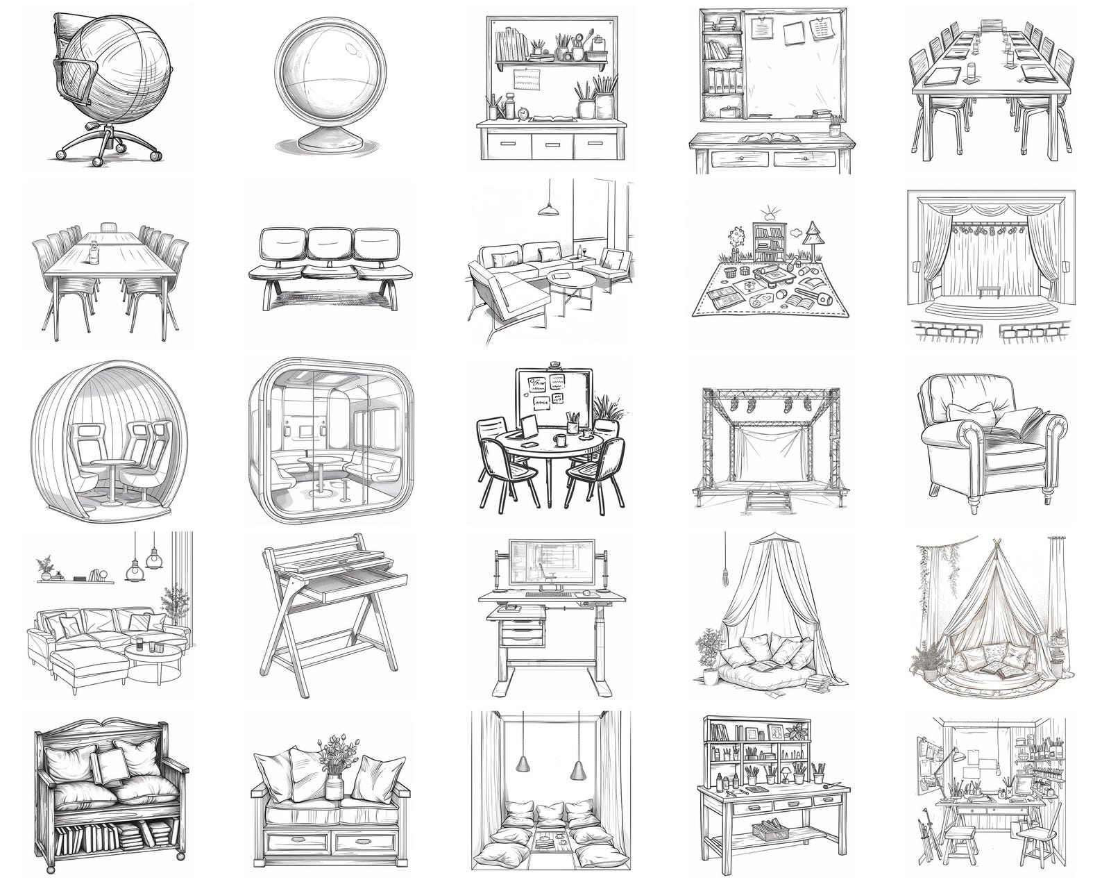 100+ School Furniture Procreate Stamps, Brushes for Procreate, Instant ...