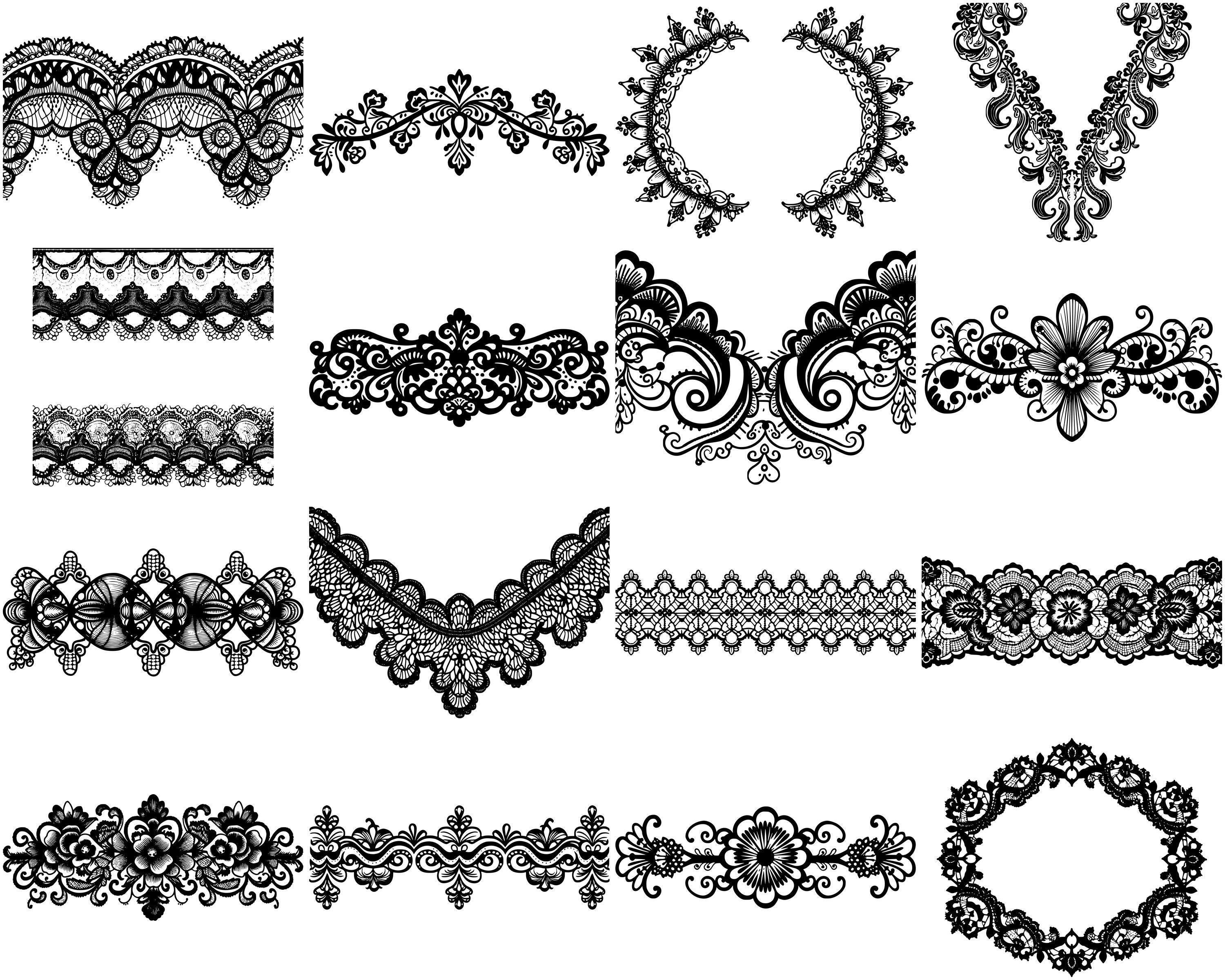 Lace Trim SVG Bundle, Set of 100, Instant Digital Download, Png, Svg ...