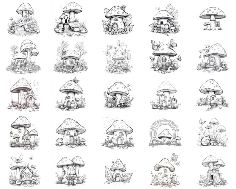100+ Mushroom House Procreate Stamps, Brushes for Procreate, Instant ...