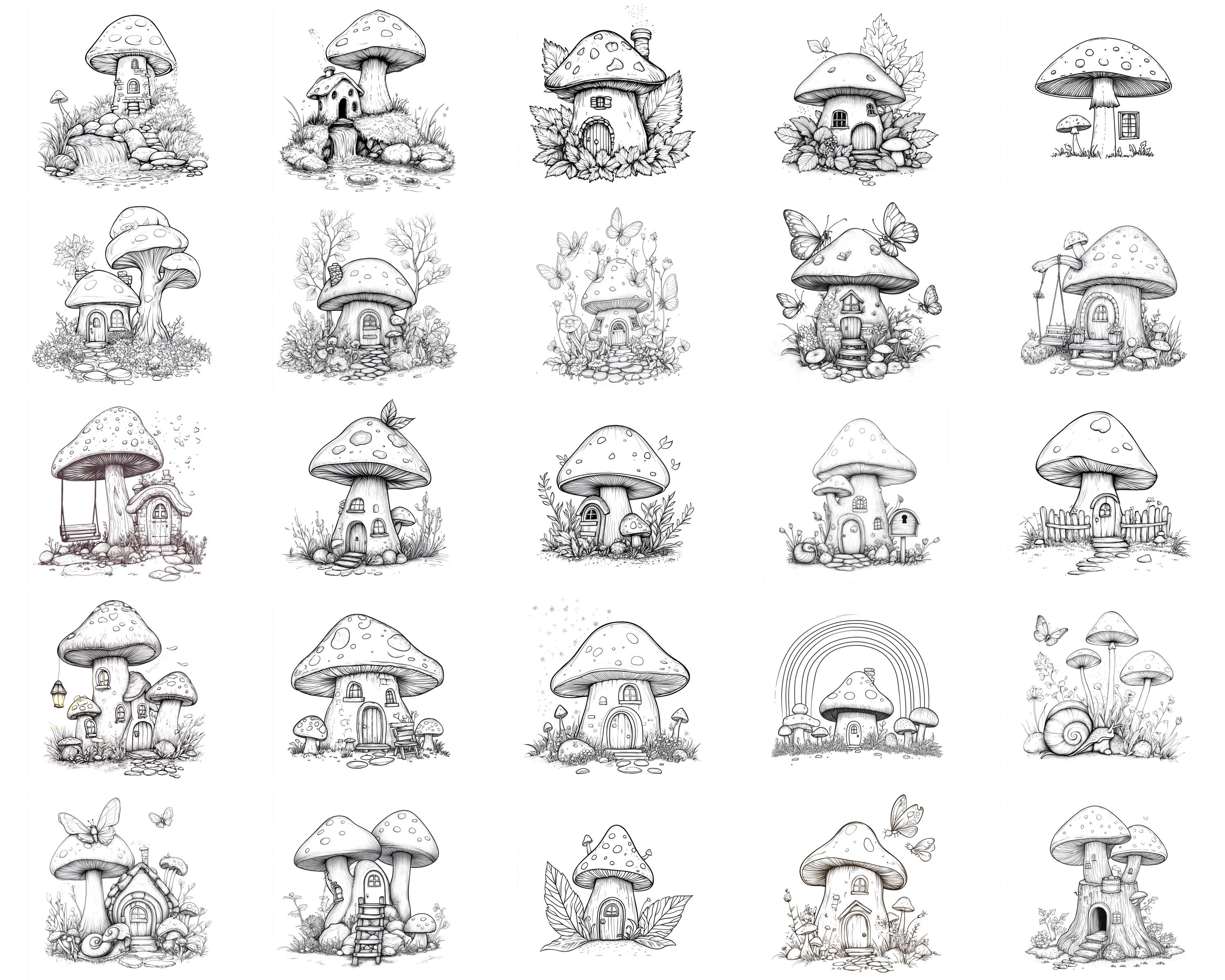 100+ Mushroom House Procreate Stamps, Brushes for Procreate, Instant ...