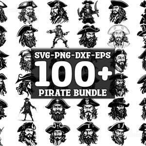 Paquete SVG de piratas, conjunto de 100, descarga digital instantánea, png, svg, eps, dxf