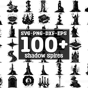 ShadoSpires SVG Bundle, Set of 100, Instant Digital Download, png, svg, eps, dxf