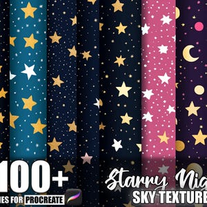 100+ Starry Night Sky Procreate Textures, Brushes for Procreate, Instant Digital Download