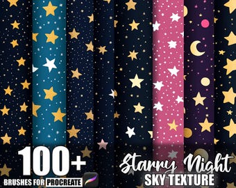 100+ Starry Night Sky Procreate Textures, Brushes for Procreate, Instant Digital Download