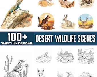 100+ Desert Wildlife Scene Procreate Stamps, Brushes for Procreate, Instant Digital Download