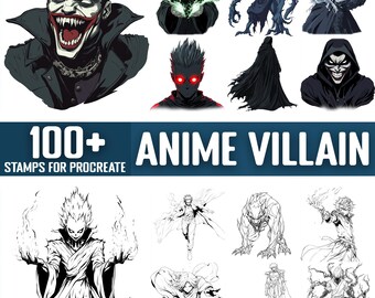 100+ anime-schurk procreate-stempels, penselen voor procreate, instant digitale download
