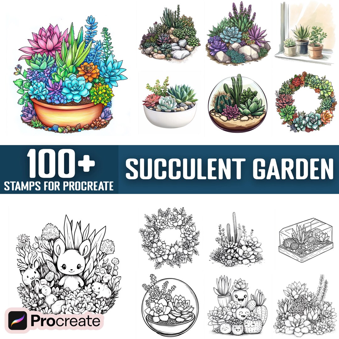 100+ Succulent Garden Procreate Stamps, Brushes for Procreate, Instant ...