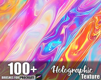 100+ Holographic Texture Procreate Textures, Brushes for Procreate, Instant Digital Download
