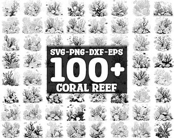 Pacchetto SVG barriera corallina, set da 100, download digitale istantaneo, png, svg, eps, dxf