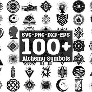 Alchemy Symbols SVG Bundle, Set of 100, Instant Digital Download, png, svg, eps, dxf