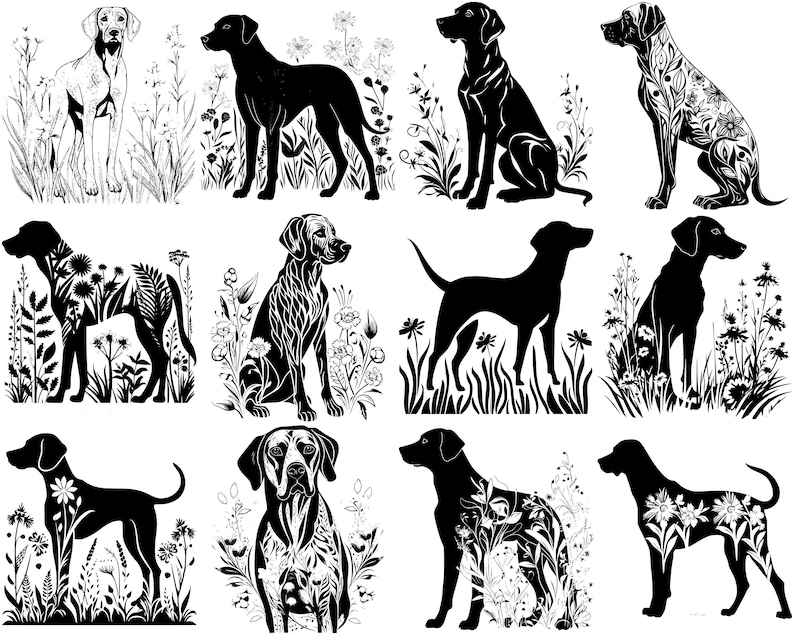 Floral Rhodesian Ridgeback SVG Bundle, Set of 100, Instant Digital ...