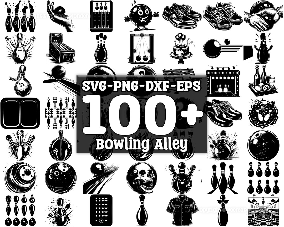 Nice Rack Bowling Svg Bowling Alley SVG Bundle, Set of 100, Instant Digital Download, Png ...