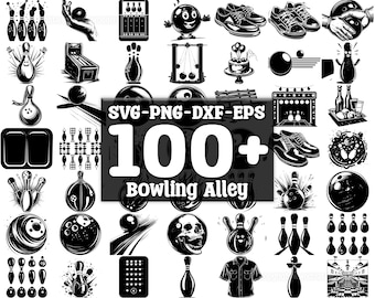 Bowling Alley SVG Bundle, Set of 100, Instant Digital Download, png, svg, eps, dxf