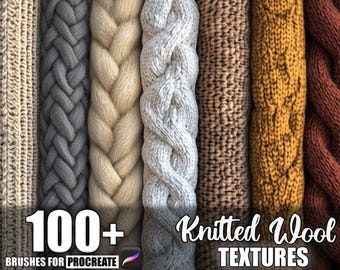 100+ Knitted Wool Procreate Textures, Brushes for Procreate, Instant Digital Download