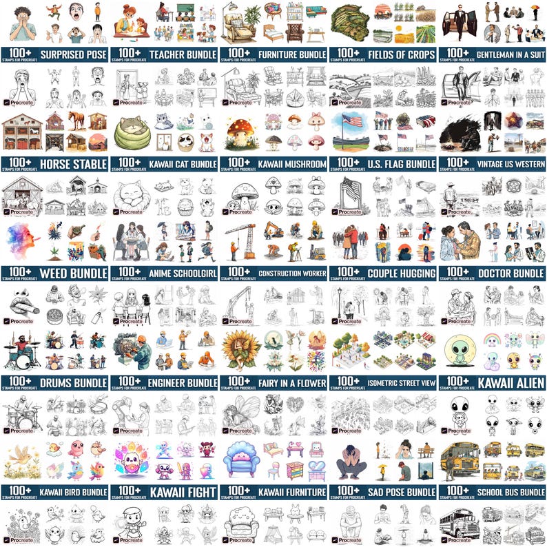 89 000+ Hela butiken, Stämplar för Procreate, Penslar för Procreate, Omedelbar digital nedladdning bild 3