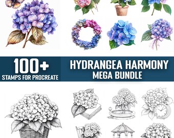 100+ Hydrangea Harmony Procreate Stamps, Brushes for Procreate, Instant Digital Download