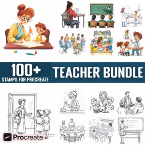 100+ Teacher Procreate Stamps, Brushes for Procreate, Instant Digital Download