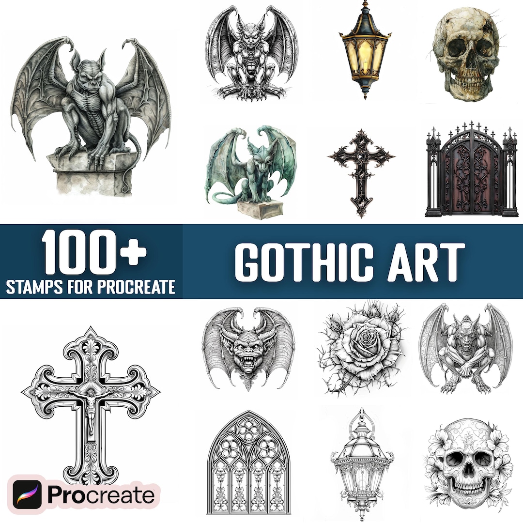 100+ Gothic Art Procreate Stamps, Brushes for Procreate, Instant ...