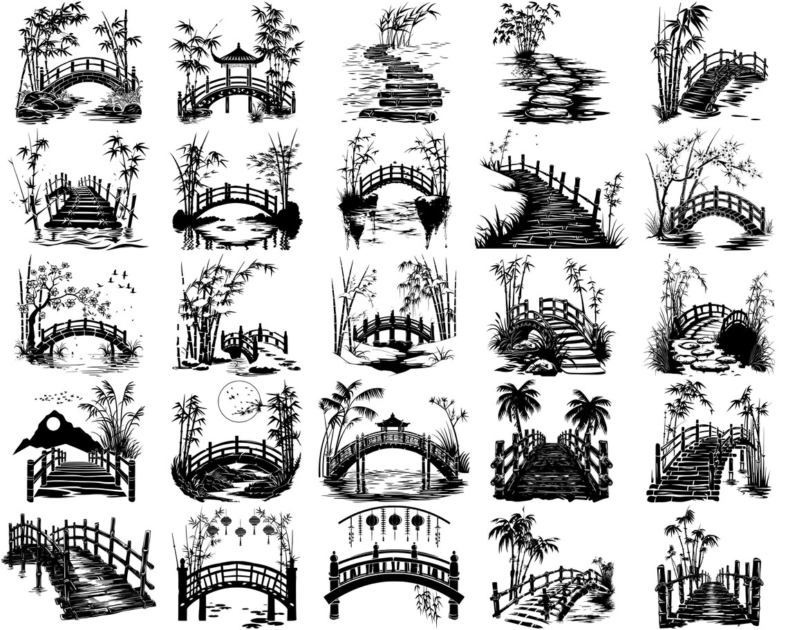 Bamboo Bridges SVG Bundle, Set of 100, Instant Digital Download, Png ...