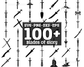 Blades of Glory SVG-bundel, set van 100, instant digitale download, png, svg, eps, dxf