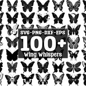 Wing Whispers SVG Bundle, Set of 100, Instant Digital Download, png, svg, eps, dxf