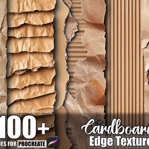 Más de 100 texturas de cartón corrugado con bordes rasgados para Procreate, pinceles para Procreate, descarga digital instantánea